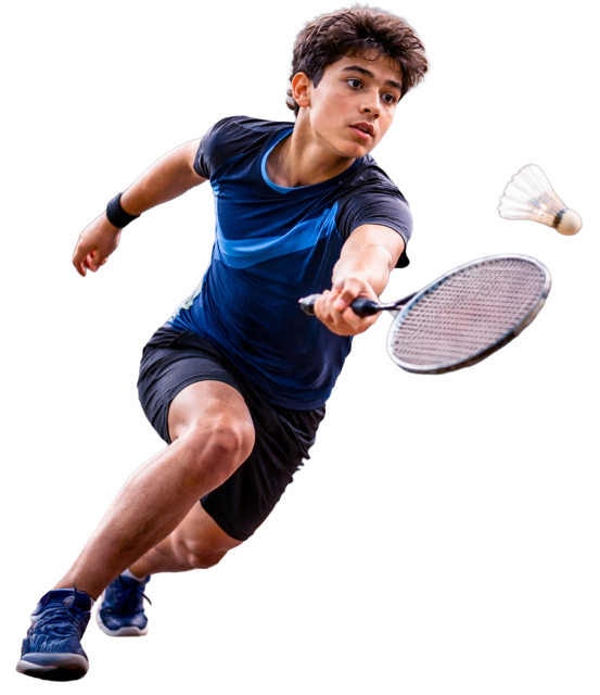 Student athlete playing badminton